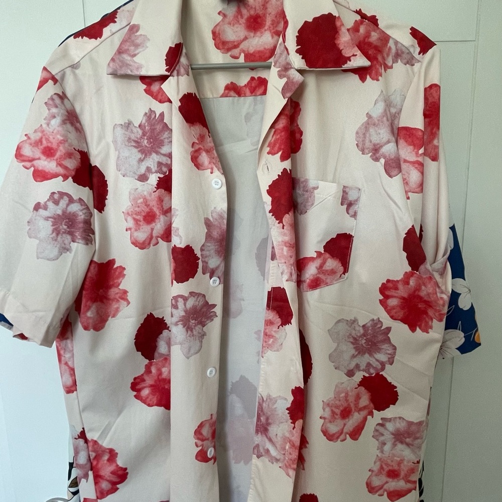 Floral Red and White Men's Shirt